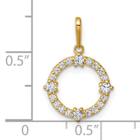 14k Polished CZ Circle Pendant-YC1608