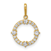 14k Polished CZ Circle Pendant-YC1608
