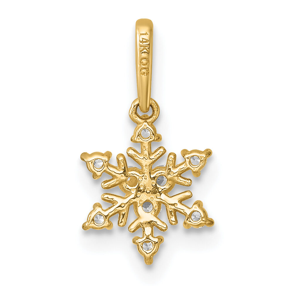 14k Polished CZ Snowflake Pendant-YC1610