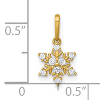 14k Polished CZ Snowflake Pendant-YC1610