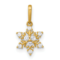 14k Polished CZ Snowflake Pendant-YC1610