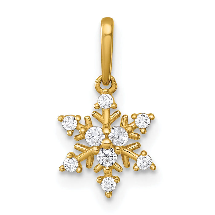 14k Polished CZ Snowflake Pendant-YC1610