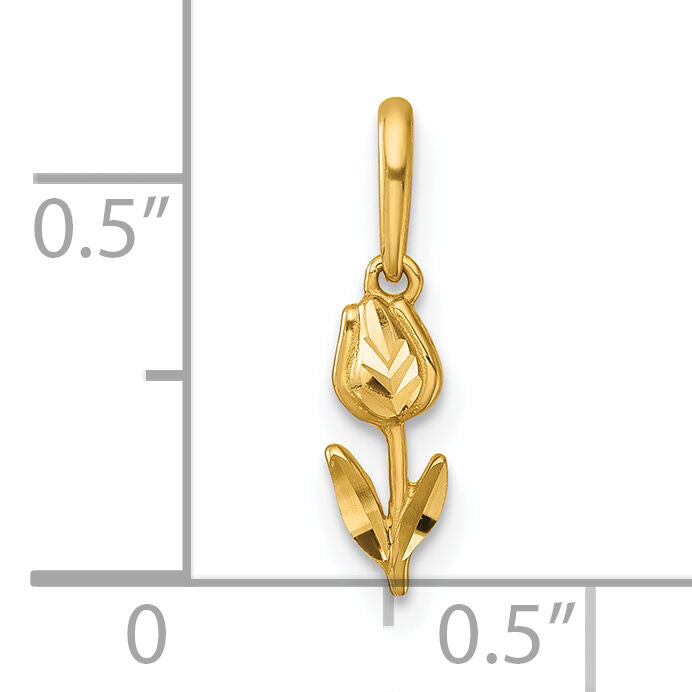14k Polished and Diamond-cut Tulip Pendant-YC1611