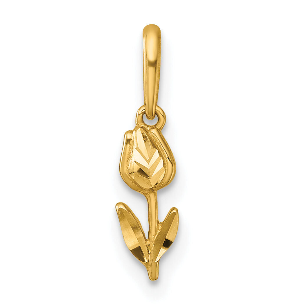 14k Polished and Diamond-cut Tulip Pendant-YC1611