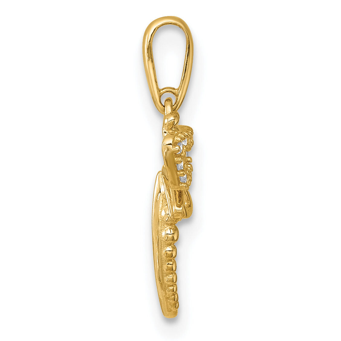 14k Polished and Beaded CZ Dragonfly Pendant-YC1613