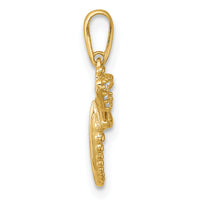 14k Polished and Beaded CZ Dragonfly Pendant-YC1613
