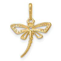 14k Polished and Beaded CZ Dragonfly Pendant-YC1613