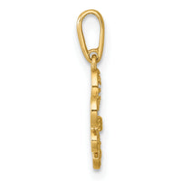 14k Polished CZ Fleur de lis Pendant-YC1614