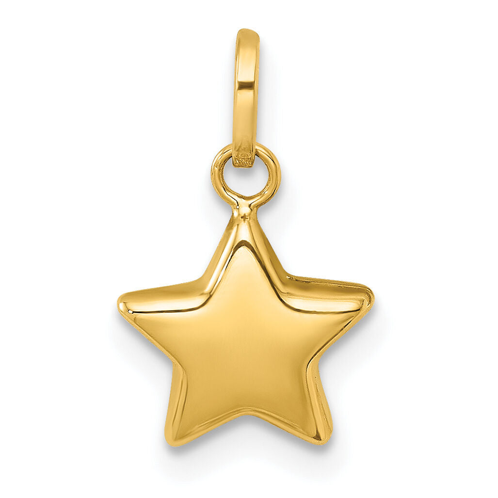 14k Polished 3D Star Charm Pendant-YC1616