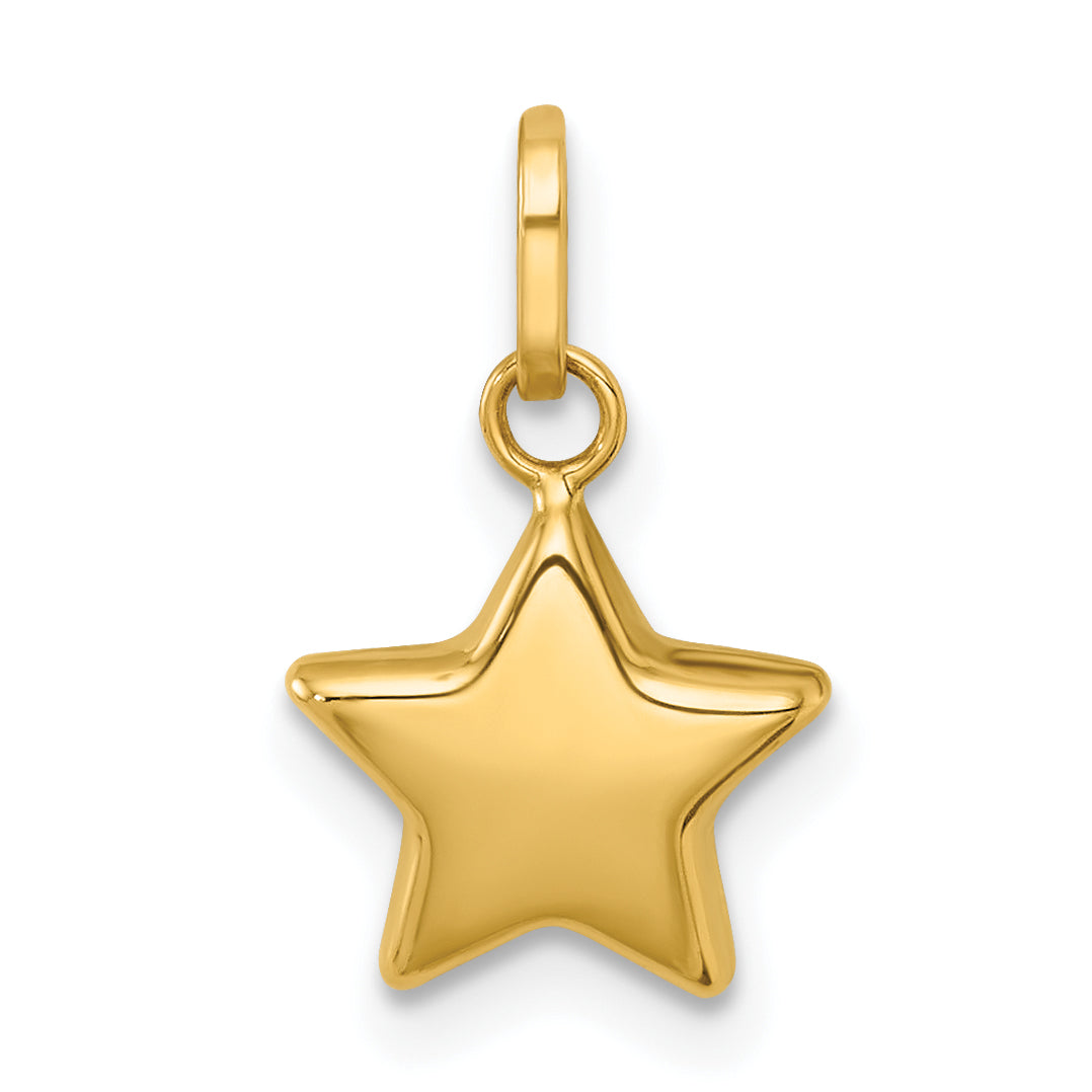14k Polished 3D Star Charm Pendant-YC1616