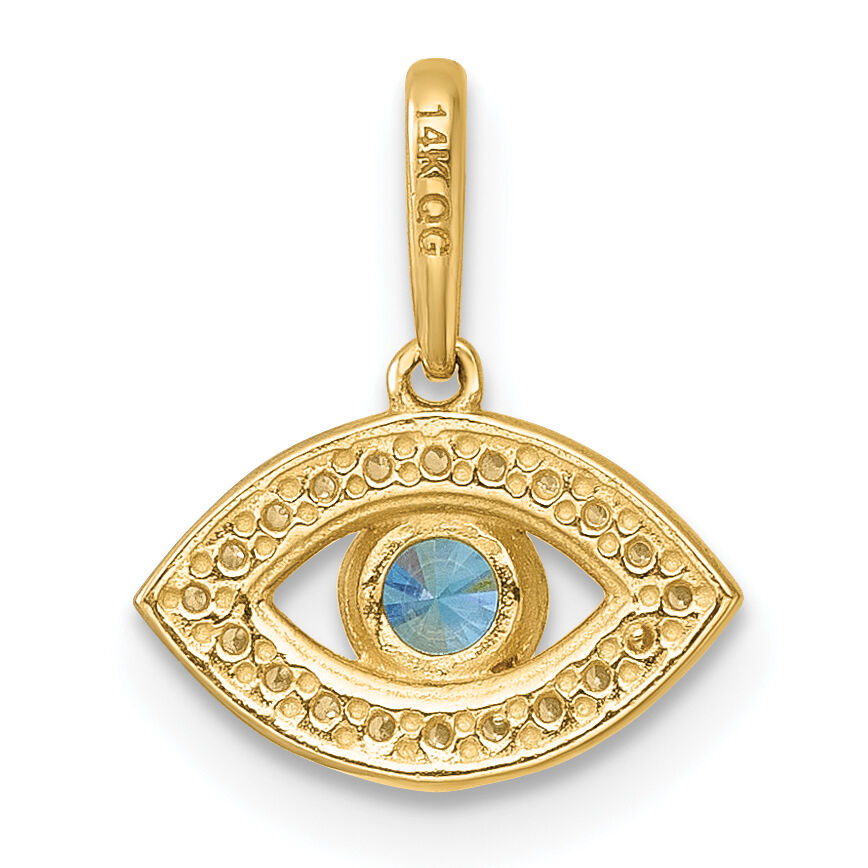 14k Polished CZ Evil Eye Pendant-YC1617