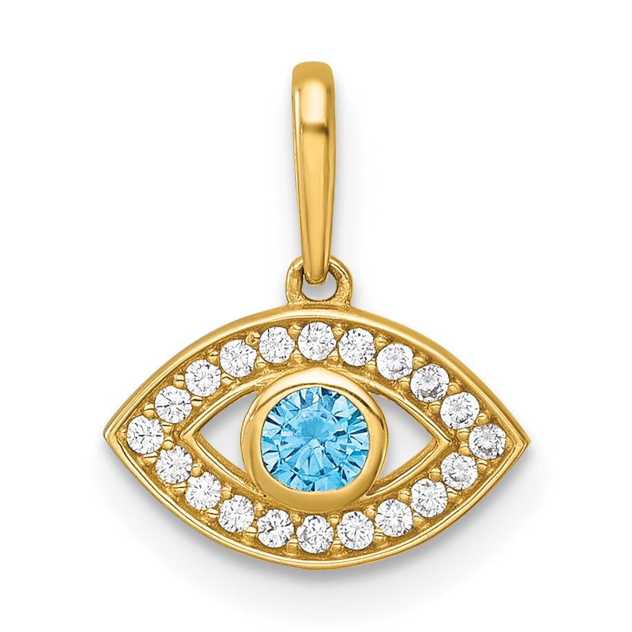 14k Polished CZ Evil Eye Pendant-YC1617