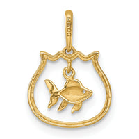 14k Polished Fish Bowl with Dangling Fish Pendant-YC1618