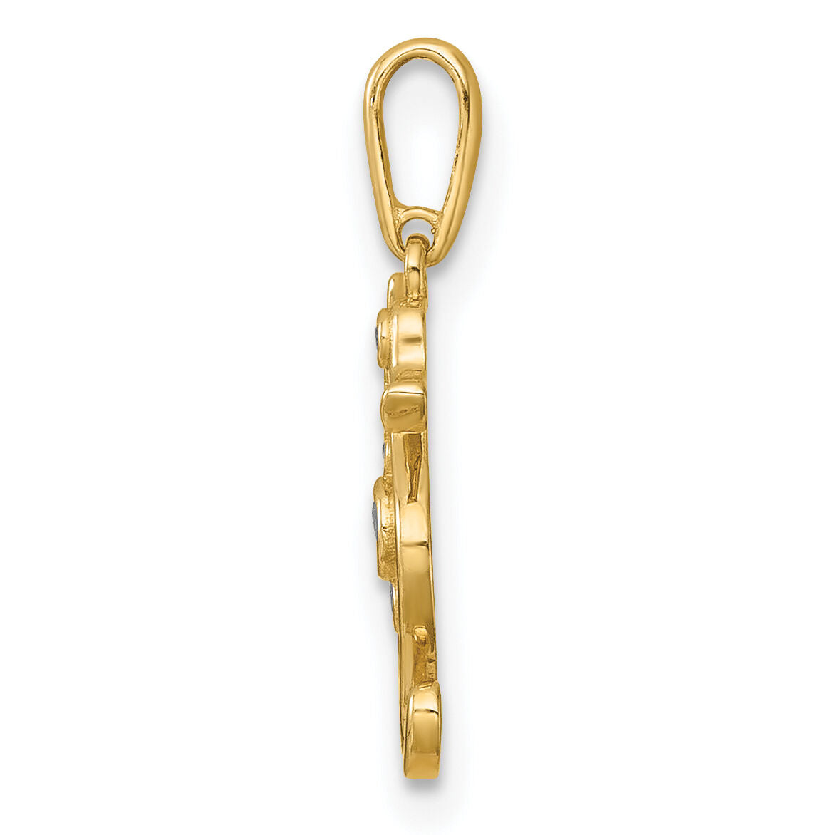 14k Polished CZ Seahorse Pendant-YC1619