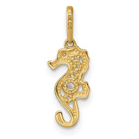 14k Polished CZ Seahorse Pendant-YC1619