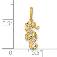 14k Polished CZ Seahorse Pendant-YC1619