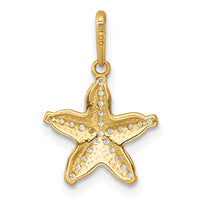 14k Polished and Textured CZ Starfish Pendant-YC1620