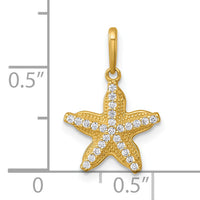 14k Polished and Textured CZ Starfish Pendant-YC1620