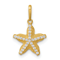 14k Polished and Textured CZ Starfish Pendant-YC1620