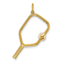 14k Polished Freshwater Cultured Pearl Pickleball Pendant-YC1621