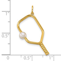 14k Polished Freshwater Cultured Pearl Pickleball Pendant-YC1621