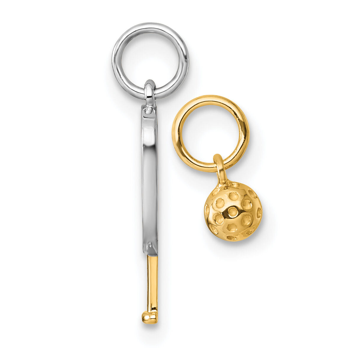 14k w/White Rhodium Pickleball Paddle and Ball 2 Piece Pendant Set-YC1622
