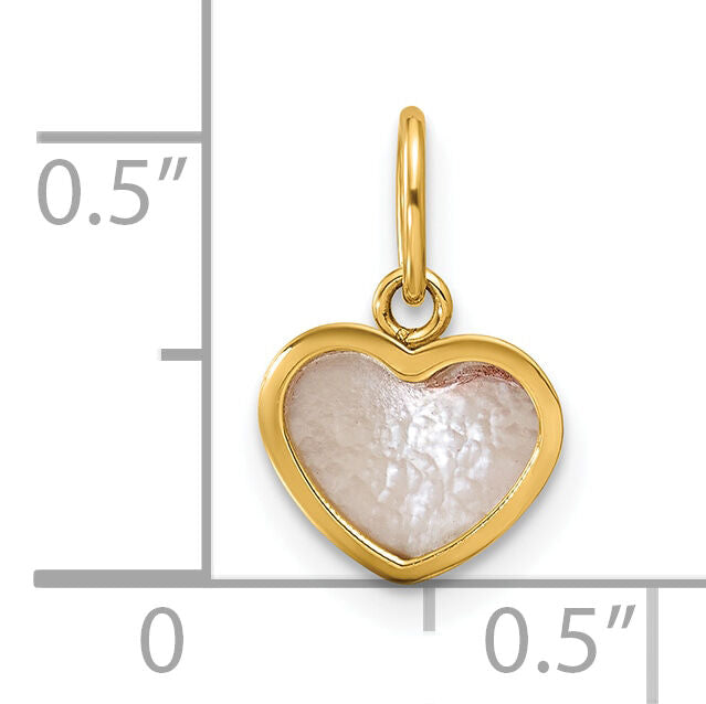 14K Polished Mother of Pearl Heart Pendant-YC1623