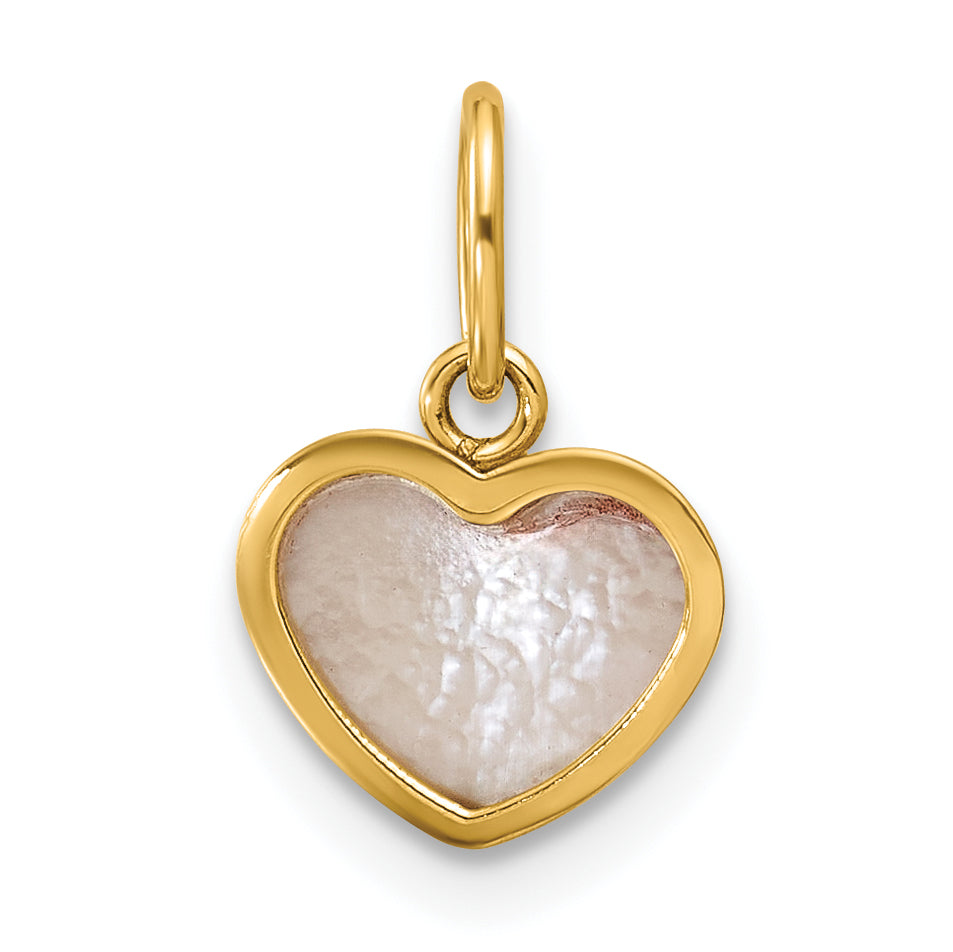 14K Polished Mother of Pearl Heart Pendant-YC1623