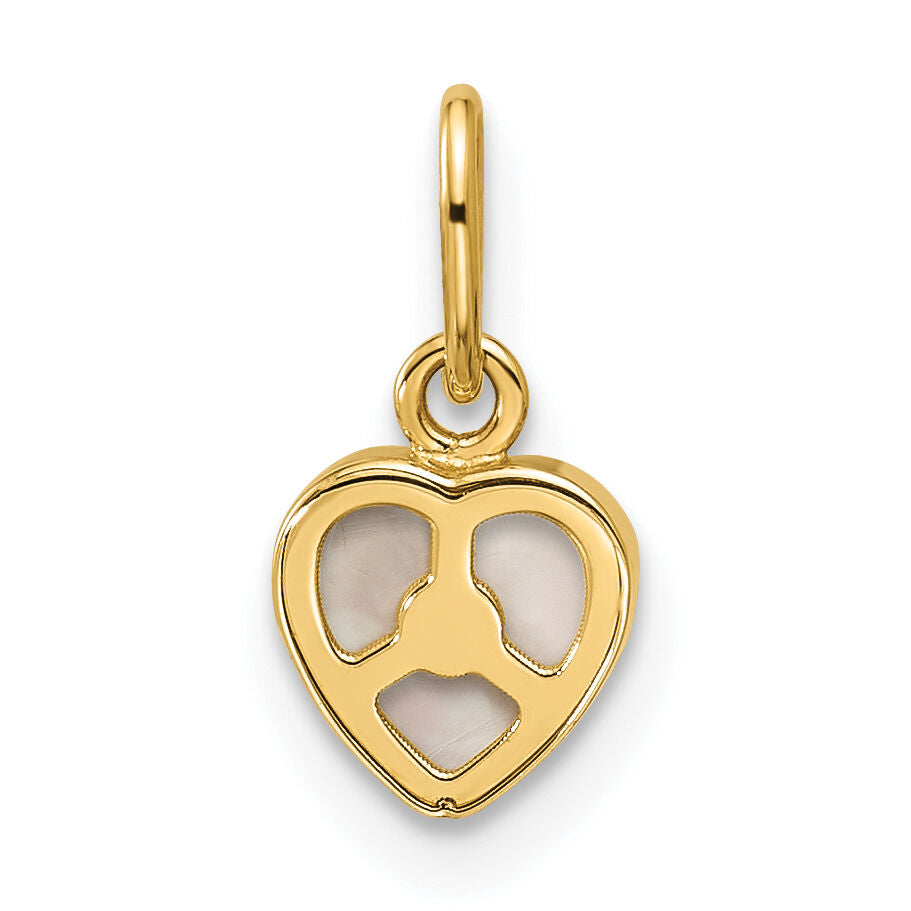 14K Polished Mother of Pearl Heart Pendant-YC1624