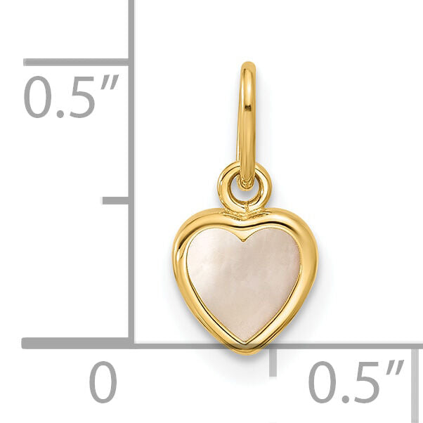 14K Polished Mother of Pearl Heart Pendant-YC1624