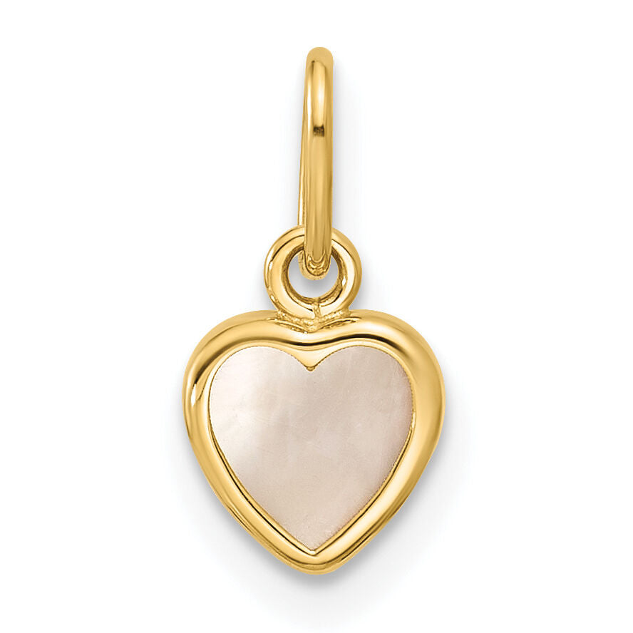 14K Polished Mother of Pearl Heart Pendant-YC1624