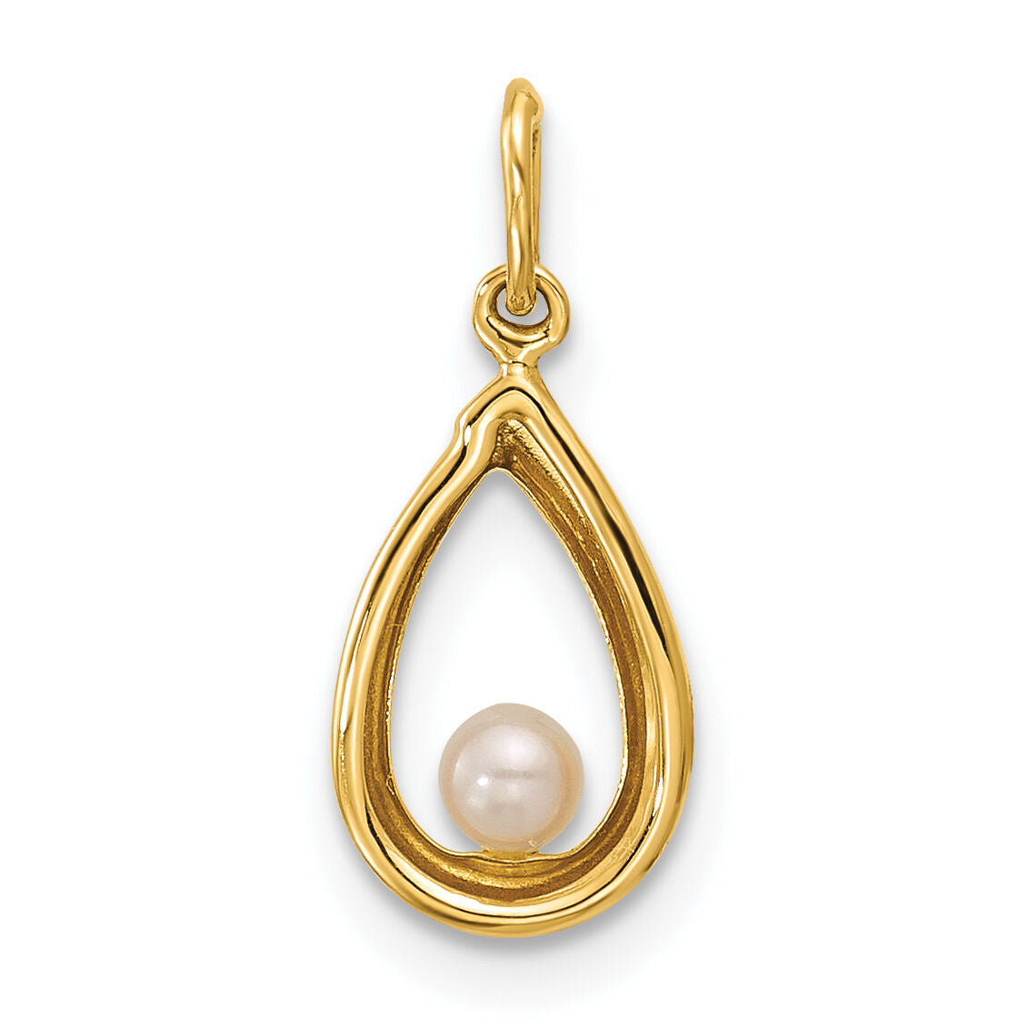 14K Polished Freshwater Cultured Pearl Teardrop Pendant-YC1625