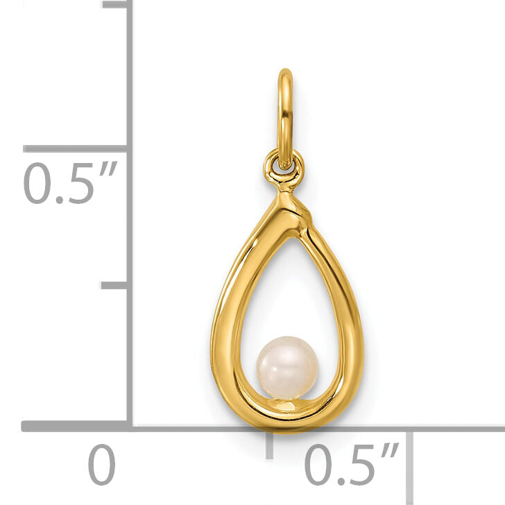 14K Polished Freshwater Cultured Pearl Teardrop Pendant-YC1625