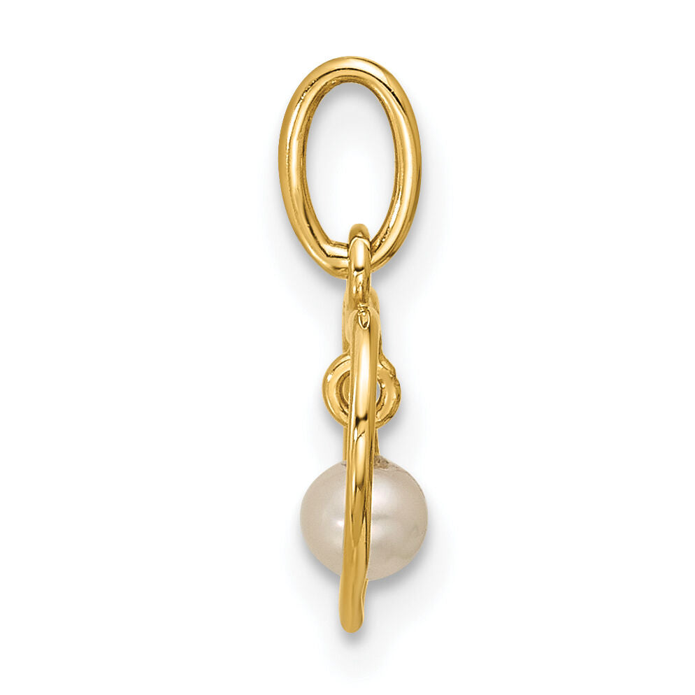 14K Polished Freshwater Pearl Heart Pendant-YC1627
