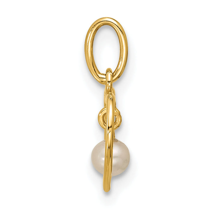 14K Polished Freshwater Pearl Heart Pendant-YC1627