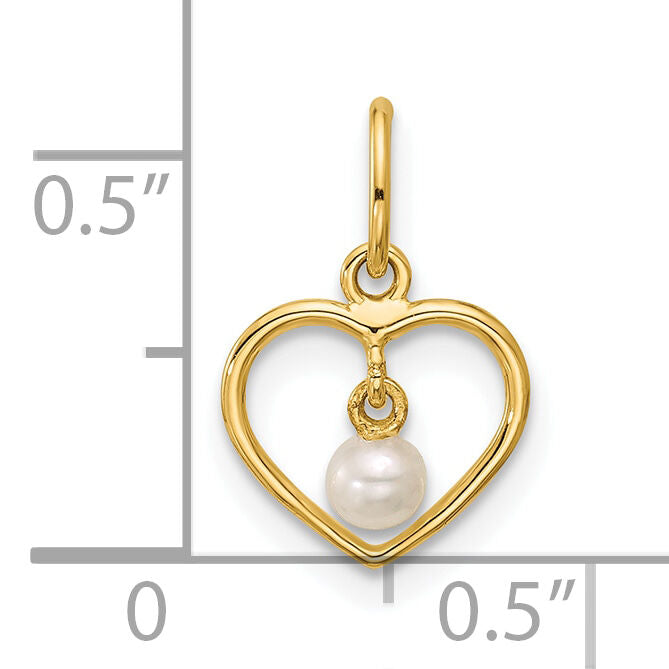 14K Polished Freshwater Pearl Heart Pendant-YC1627