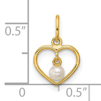 14K Polished Freshwater Pearl Heart Pendant-YC1627