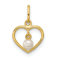 14K Polished Freshwater Pearl Heart Pendant-YC1627