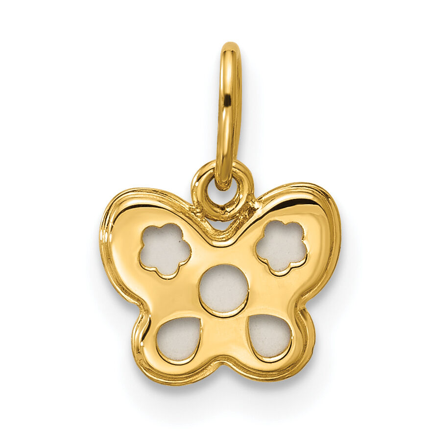 14K Polished Mother of Pearl Butterfly Pendant-YC1628