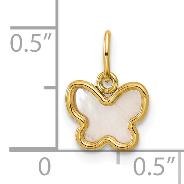 14K Polished Mother of Pearl Butterfly Pendant-YC1628