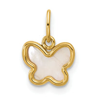 14K Polished Mother of Pearl Butterfly Pendant-YC1628
