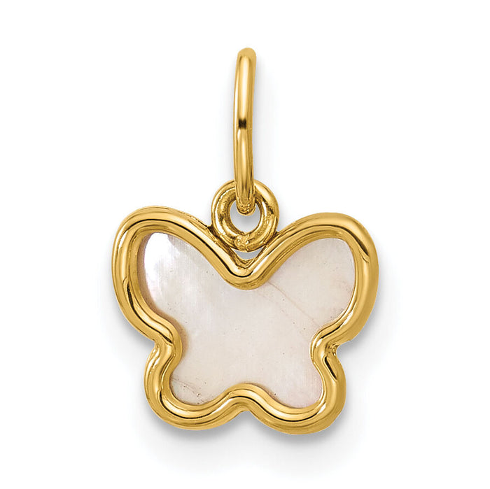 14K Polished Mother of Pearl Butterfly Pendant-YC1628