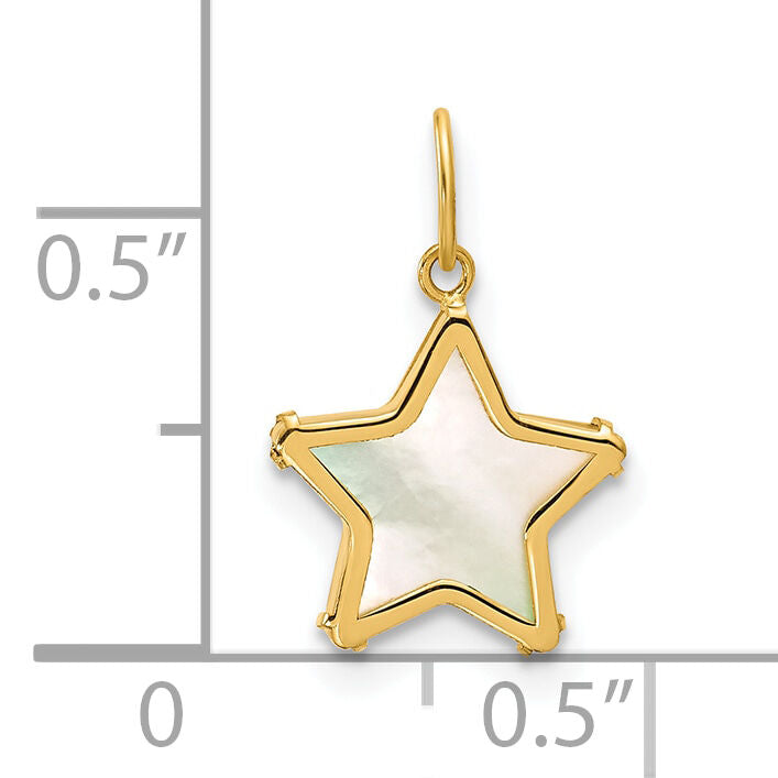 14K Polished Mother of Pearl Star Pendant-YC1630