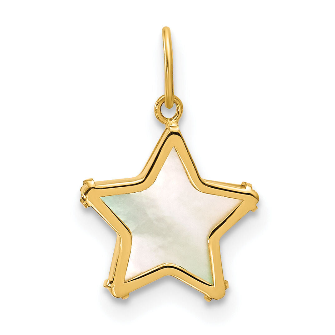 14K Polished Mother of Pearl Star Pendant-YC1630