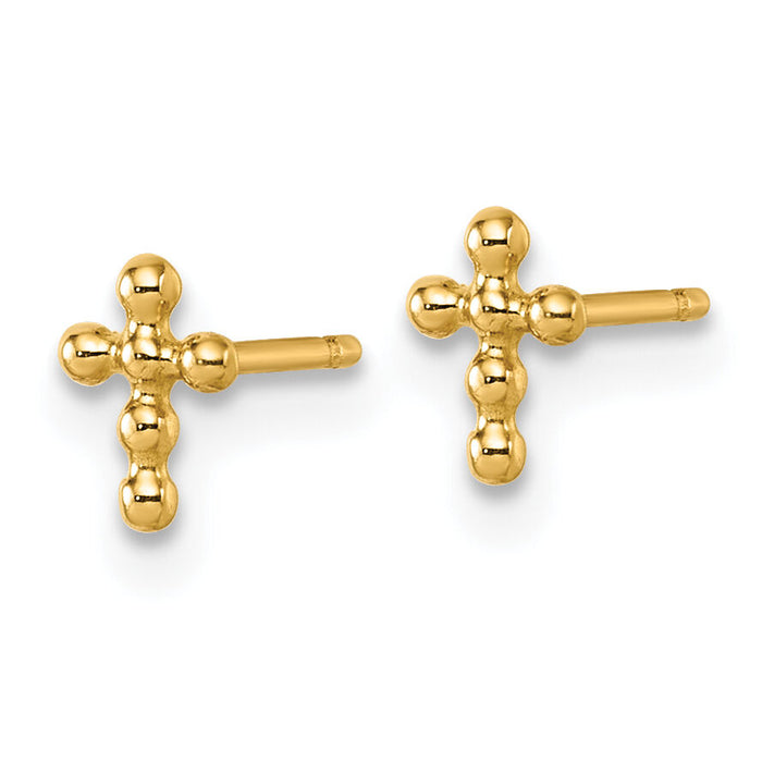 14K Polished Cross Post Earrings-YC1631