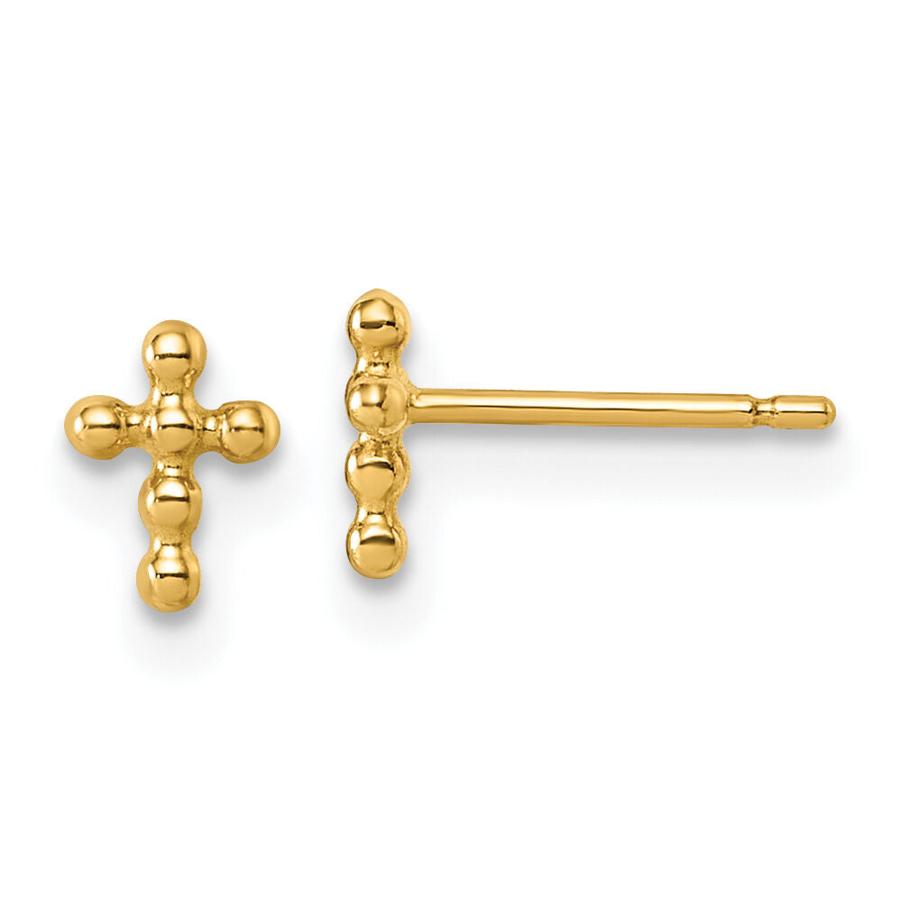 14K Polished Cross Post Earrings-YC1631