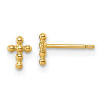 14K Polished Cross Post Earrings-YC1631