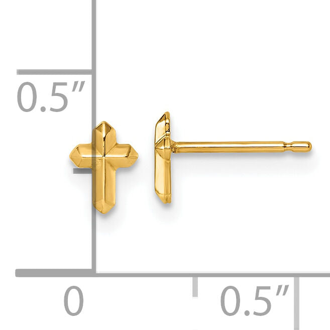 14K Polished Cross Post Earrings-YC1633