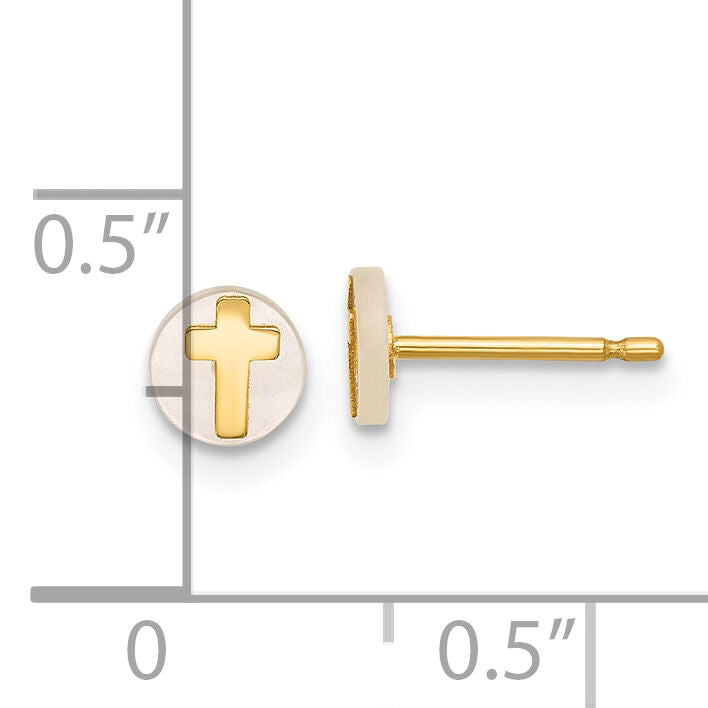 14K Polished Mother of Pearl Cross Post Earrings-YC1634