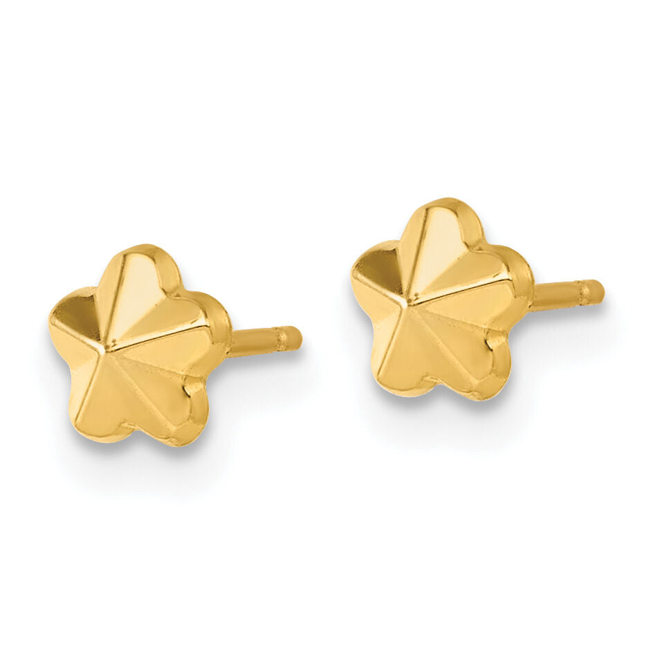 14K Polished Flower Post Earrings-YC1638